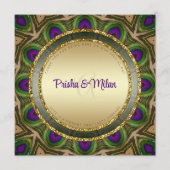 Peacock Feathers Lila Green Gold Indian Wedding Programm (Vorderseite)