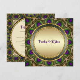 Peacock Feathers Lila Green Gold Indian Wedding Programm
