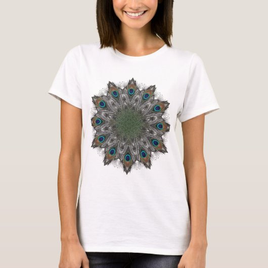 Peacock Feathers Mandala T-Shirt (Vorderseite)