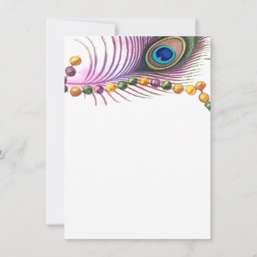 Peacock Feathers Mask Mardi Gras Masquerade Party Einladung (Rückseite)