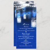 Peacock Feathers, Mason Jar & String Lights Menü Menükarte (Vorne/Hinten)