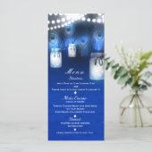 Peacock Feathers, Mason Jar & String Lights Menü Menükarte (Stehend Vorderseite)