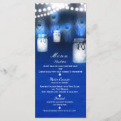 Peacock Feathers, Mason Jar & String Lights Menü Menükarte (Vorderseite)