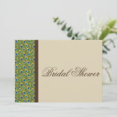 Peacock Feathers Modern Bridal Dusche Einladung (Stehend Vorderseite)