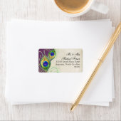 Peacock Feathers Modern Wedding Matching Labels Adressaufkleber (Insitu)