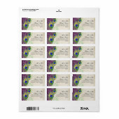 Peacock Feathers Modern Wedding Matching Labels Adressaufkleber (Vorne)