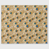 Peacock Feathers moderne goldene Jugendstil-Elegan Geschenkpapier (Flach)