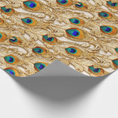 Peacock Feathers moderne goldene Jugendstil-Elegan Geschenkpapier (Ecke)