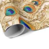 Peacock Feathers moderne goldene Jugendstil-Elegan Geschenkpapier (Rolleneckpunkt)