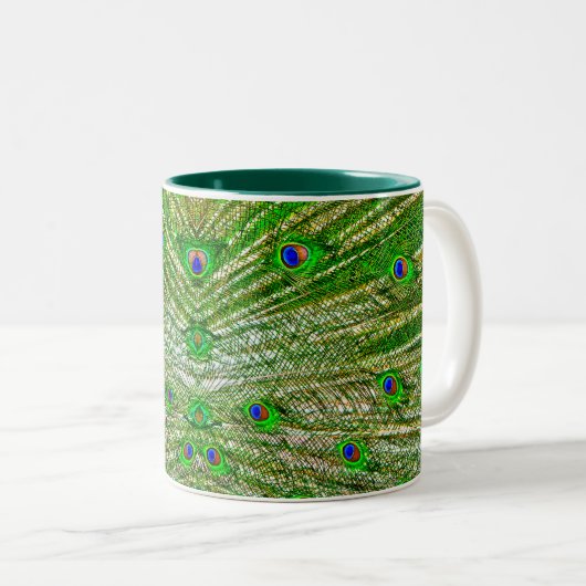 Peacock Feathers Mug Zweifarbige Tasse (VorderseiteRechts)
