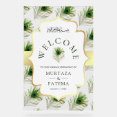 Peacock Feathers Muslim Wedding Welcome Acrylschild (Vorderseite)
