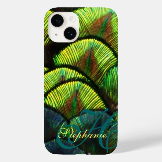 Peacock feathers nah-up aqua iphone case (Rückseite)