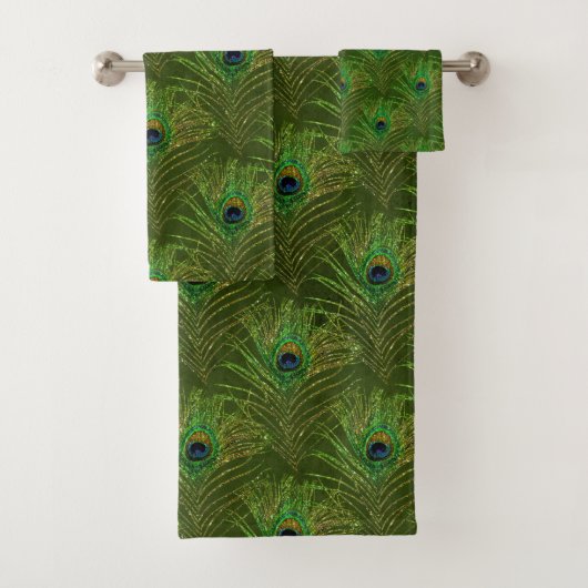 Peacock Feathers Peacocks Badetuch Set (Insitu)