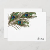 Peacock Feathers Personalisierte flache Mitteilung Mitteilungskarte (Vorne/Hinten)