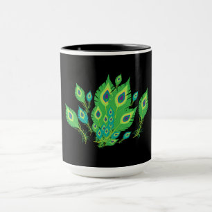Peacock Feathers   Pfauenvögel   Art Tasse
