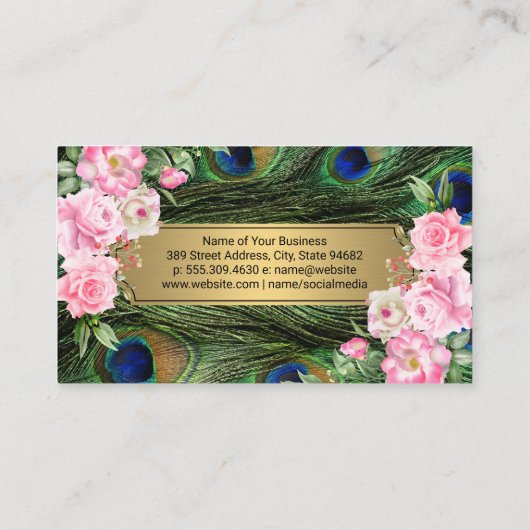 Peacock Feathers | Pinke Blumen Visitenkarte (Rückseite)