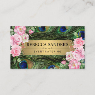 Peacock Feathers   Pinke Blumen Visitenkarte