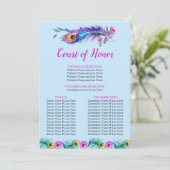 Peacock Feathers Quinceañera Court of Honor Blue Programm (Stehend Vorderseite)