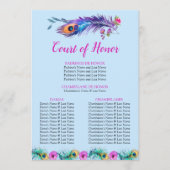Peacock Feathers Quinceañera Court of Honor Blue Programm (Vorderseite)