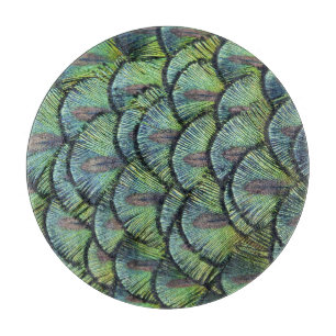 Peacock Feathers Round Cutting Board Schneidebrett