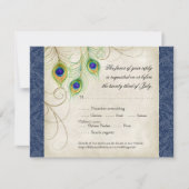 Peacock Feathers Royal Blue Wedding Einladung (Vorderseite)