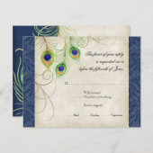 Peacock Feathers Royal Blue Wedding Einladung (Vorne/Hinten)