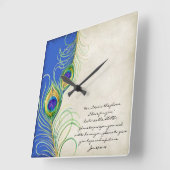 Peacock Feathers Royal Damask Christliche Schrift Quadratische Wanduhr (Winkel)