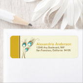Peacock Feathers Rücksendeadressen-Aufkleber (Gold (Insitu)