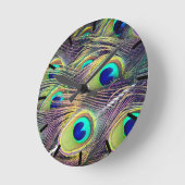 Peacock Feathers Runde Wanduhr (Winkel)