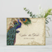 Peacock & Feathers Save the Date Tee festgehalten (Stehend Vorderseite)