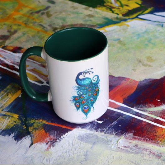 Peacock Feathers Teal Peacocks        Tasse