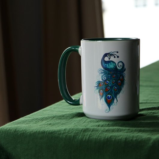 Peacock Feathers Teal Peacocks Tasse