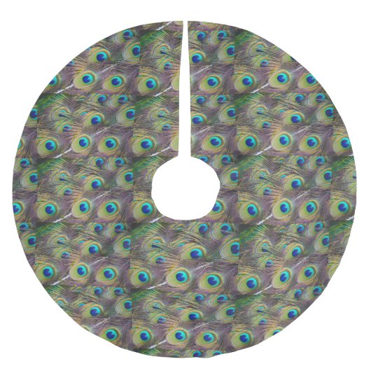 Peacock Feathers Tree Skirt Polyester Weihnachtsbaumdecke (Vorderseite)