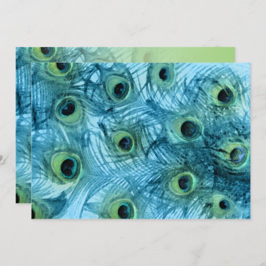 Peacock Feathers Türkis Green Einladung (Vorne/Hinten)