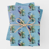 Peacock Feathers Turquoise Blue Glitzer Geschenkpapier Set (Beispiel)