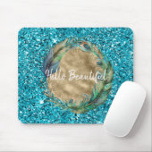Peacock Feathers Turquoise Blue Glitzer Mousepad (Mit Mouse)