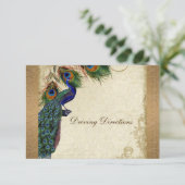 Peacock & Feathers Vintages Gold Look Damask Swirl Begleitkarte (Stehend Vorderseite)