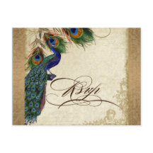 Peacock & Feathers Vintages Gold Look Damask Swirl