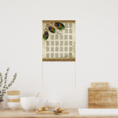 Peacock & Feathers Vintages Gold Look Damask Swirl Poster (Küche)