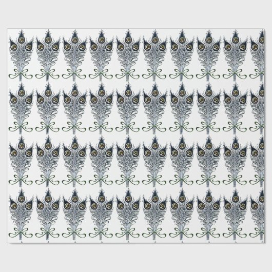 Peacock Feathers Vintages Jugendstil-Design Geschenkpapier (Flach)