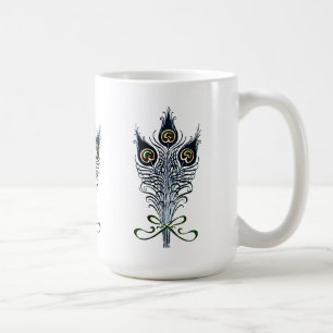 Peacock Feathers Vintages Jugendstil-Design Kaffeetasse