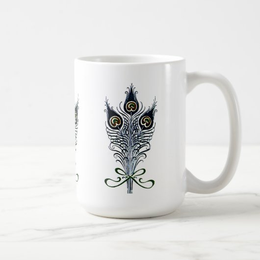 Peacock Feathers Vintages Jugendstil-Design Kaffeetasse (Rechts)