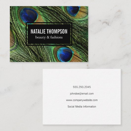 Peacock Feathers Visitenkarte (Vorne/Hinten)