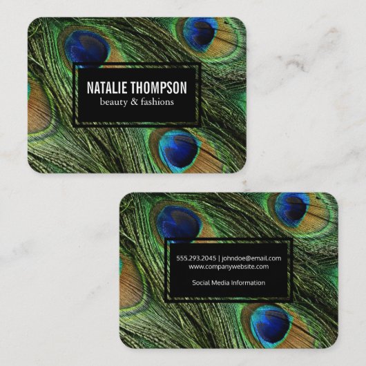 Peacock Feathers Visitenkarte (Vorne/Hinten)