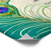 Peacock Feathers Wedding Fotografy Booth Sign Poster (Ecke)