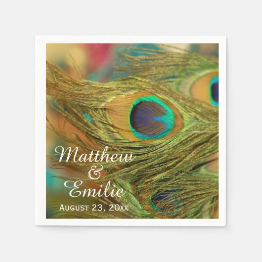 Peacock Feathers Wedding Napkins Serviette (Vorderseite)