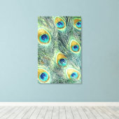 PEACOCK FEATHERS Wrapped Canvas Print Leinwanddruck (Insitu (Holzboden))