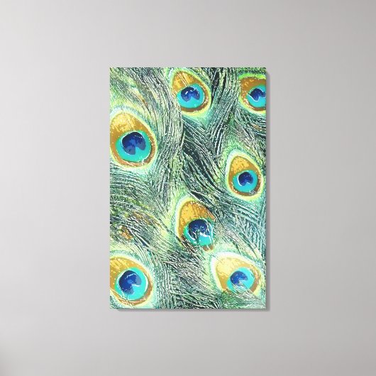 PEACOCK FEATHERS Wrapped Canvas Print Leinwanddruck (Vorderseite)