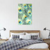 PEACOCK FEATHERS Wrapped Canvas Print Leinwanddruck (Insitu (Schlafzimmer))