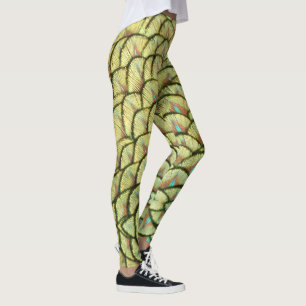 Peacock Feathers Yellow Pattern Legging Leggings